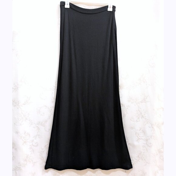 Vintage 90s Maxi Skirt Black Full Length Soft Modest Gothic Witchy Dark Academia - Picture 1 of 4